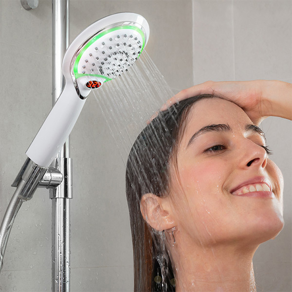 Brusehoved med temperatursensor