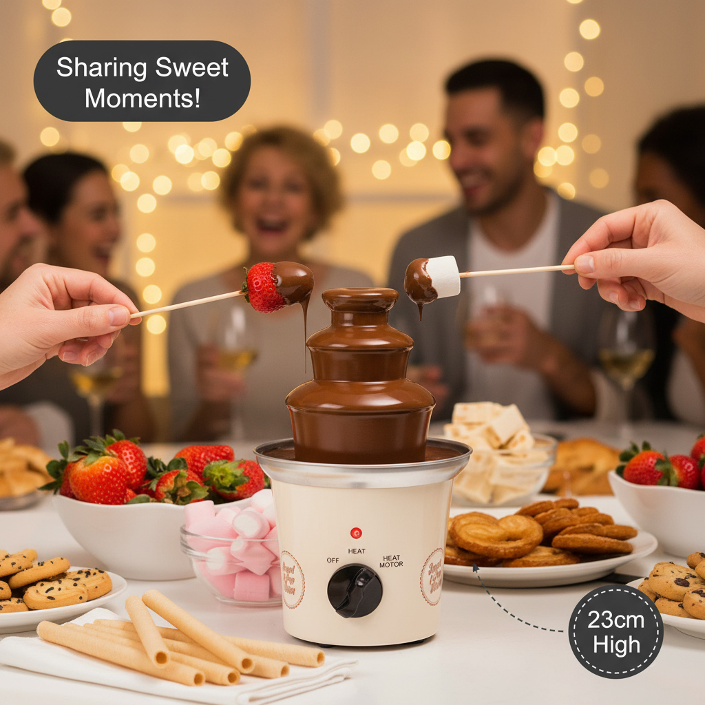 70 W chokoladefontæne i elegant hvidt stål