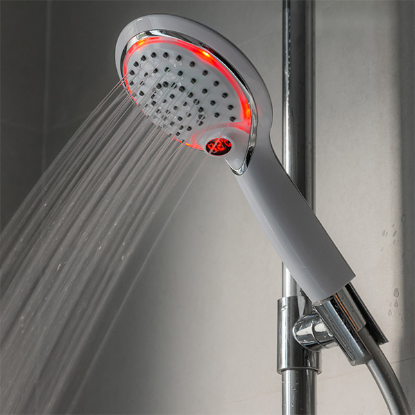 Brusehoved med temperatursensor