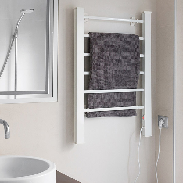 6-stavs elektrisk håndklædetørrer 90 W, hvid