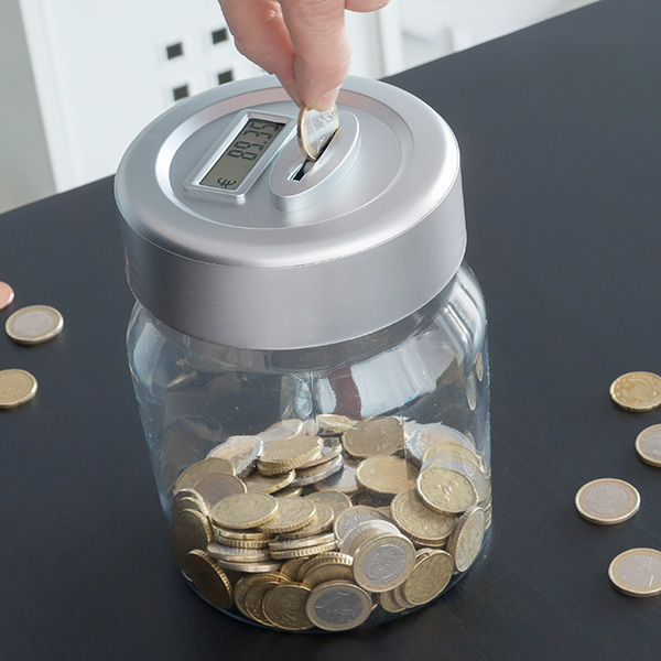 Digital sparegris med mønttæller