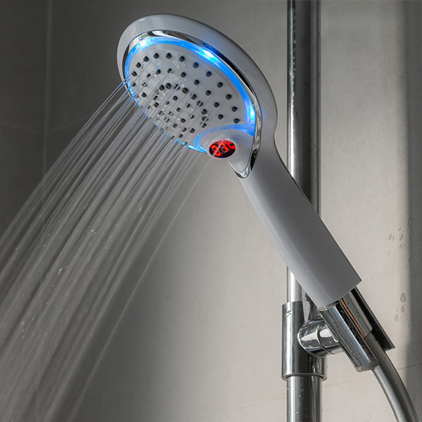 Brusehoved med temperatursensor