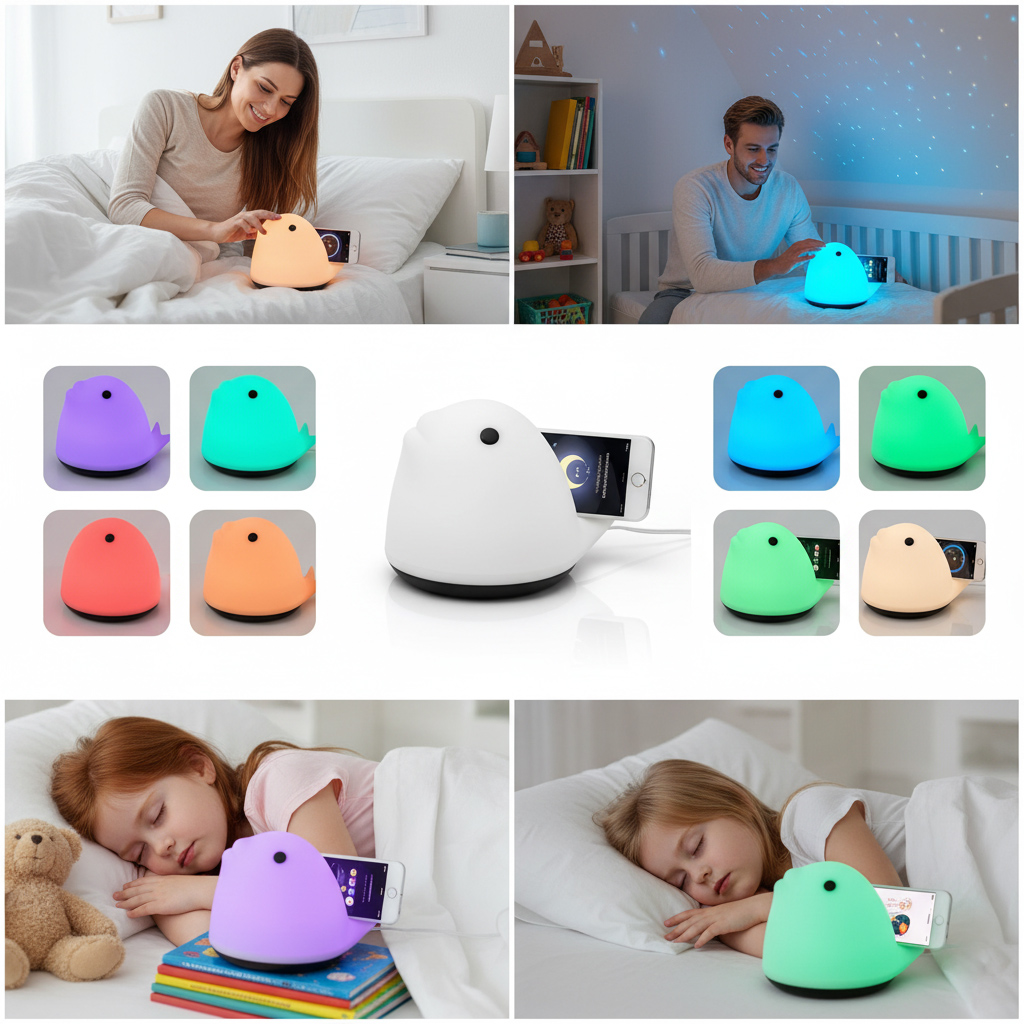 Genopladelig lampe i hvalform