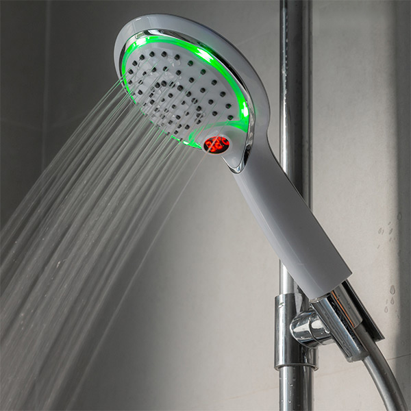 Brusehoved med temperatursensor