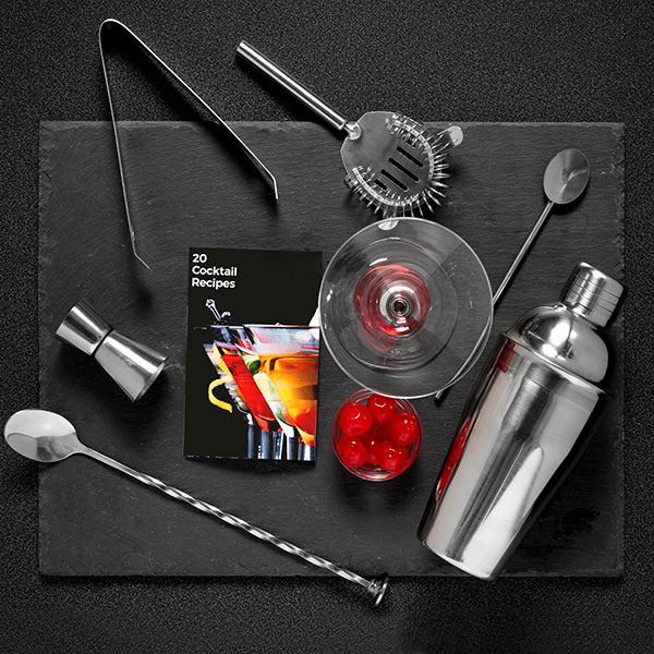 Cocktail sæt med opskriftsbog (6 dele)