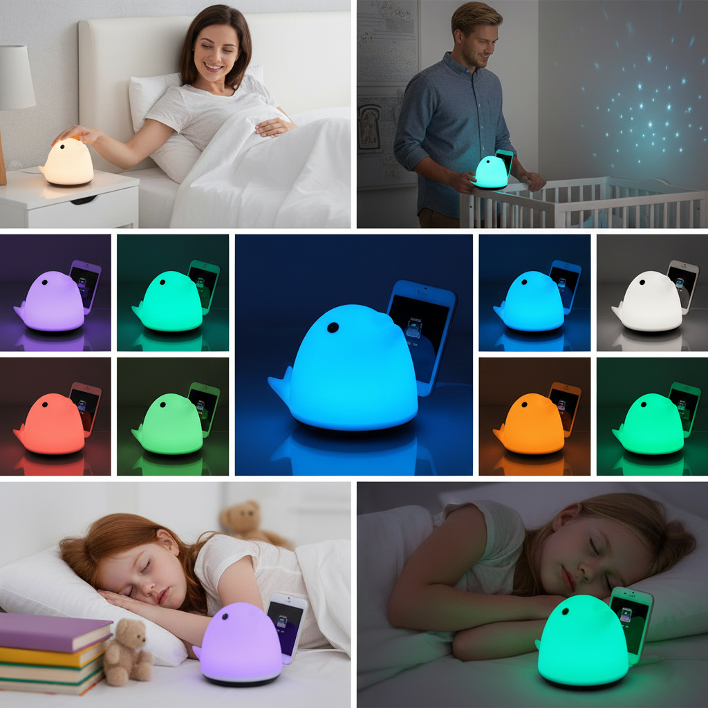 Genopladelig lampe i hvalform