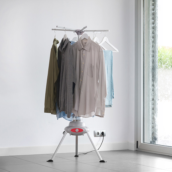 Portabelt tøjstativ 1000W hvid